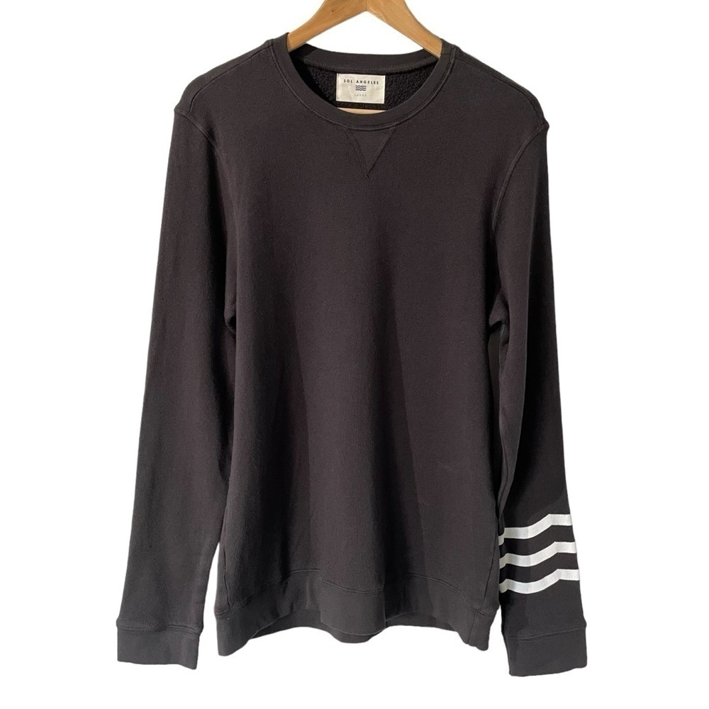 Sol Angeles Coastal Waves Pullover Womens L Black Modal Sweatshirt VGUC